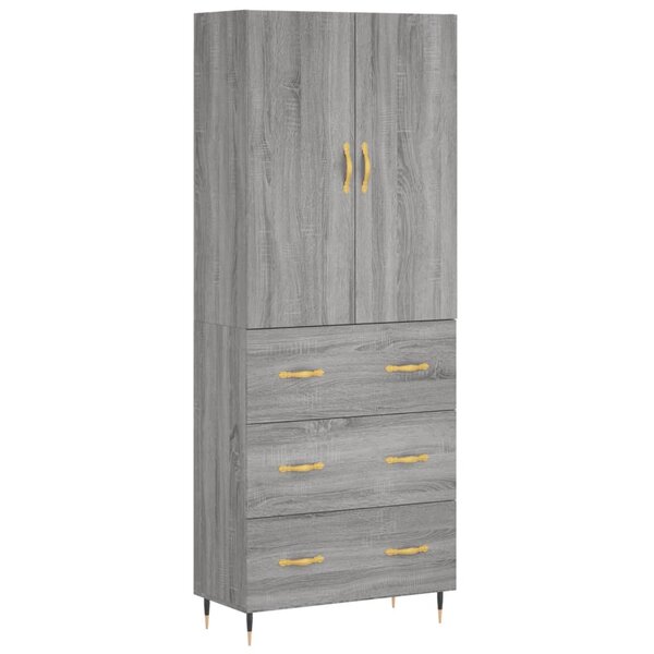 vidaXL Buffet haut Sonoma gris 69 5x34x180 cm Bois d'ingénierie