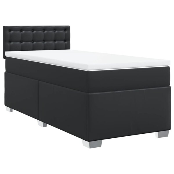 vidaXL Sommier à lattes de lit avec matelas Noir 100x200 cm Similicuir