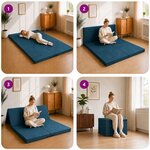 vidaXL Canapé-lit pliable 140 x 67 x 15 cm Bleu