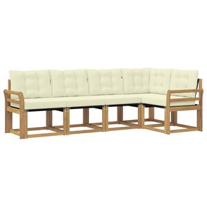 vidaXL Ensemble de canapés d'extérieur 5 pc Blanc et crème