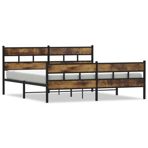 vidaXL Cadre de lit en métal sans matelas chêne fumé 200x200 cm