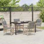 vidaXL Ensemble de salle à manger pour jardin 5 Pièces Beige Poly rotin