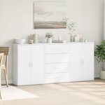 vidaXL Buffets 3 Pièces blanc 60x31x84 cm bois d'ingénierie