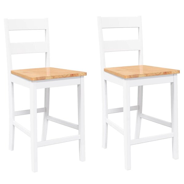 VidaXL Tabourets de bar 2 Pièces blanc bois massif d'hévéa