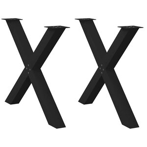 vidaXL Pieds de table à manger en forme de X  2 pièces  noir  90 x (72-73) cm  acier