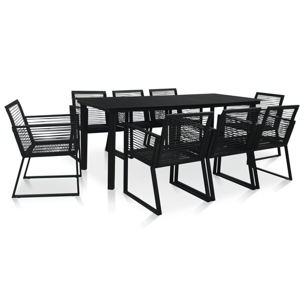 vidaXL Mobilier à dîner d'extérieur 9 Pièces Rotin PVC Noir