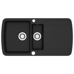 vidaXL Évier de cuisine en granit Double bac Noir