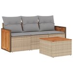 vidaXL Salon de jardin avec coussins 4 Pièces beige résine tressée