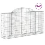 vidaXL Paniers à gabions arqués 40 Pièces 200x50x100/120 cm fer galvanisé