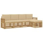 vidaXL Ensemble de canapés d'extérieur 5 Pièces Blanc et Beige