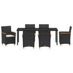 vidaXL Ensemble de salle à manger de jardin 7 pièces avec coussins en poly rattan noir