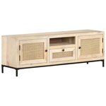 vidaXL Meuble TV 120x30x40 cm Bois de manguier et canne naturelle