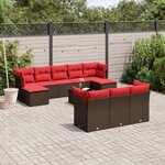 vidaXL Salon de jardin et coussins 11 Pièces marron résine tressée