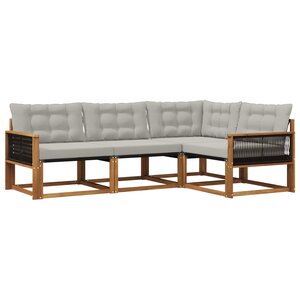 vidaXL Ensemble de canapés d'extérieur 4 pc Naturel et gris clair