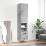 vidaXL Buffet haut Gris béton 34 5x34x180 cm Bois d'ingénierie