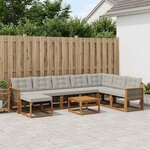 vidaXL Ensemble de canapés d'extérieur 9 pc Naturel et Gris clair