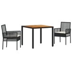 Ensemble de salle à manger vidaXL 3 pièces Noir Bois Durable