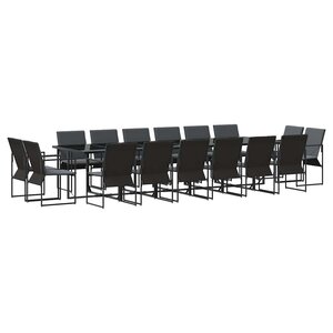 vidaXL Ensemble de salle à manger pour jardin 17 Pièces Noir Acier