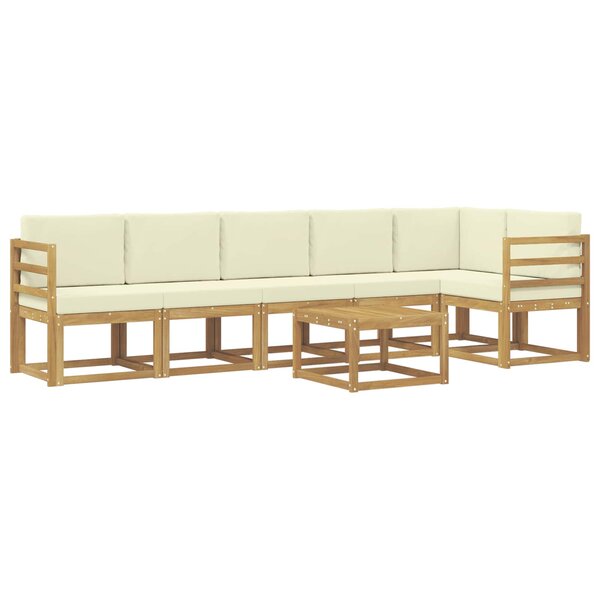 vidaXL Ensemble de canapés d'extérieur 7 pc Blanc et crème Polyester