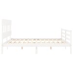 vidaXL Cadre de lit avec tête de lit blanc Super King Size bois massif