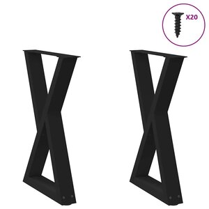 vidaXL Pieds de table à manger 2 pièces Noir 50 x (72-73 3) cm Acier