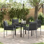 vidaXL Set de 3 Noir  Gris foncé Rattan PE Standard Robuste