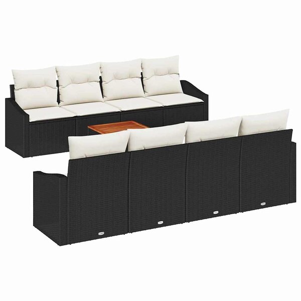 vidaXL Ensemble de canapé de jardin 7 Pièces Noir et blanc