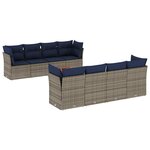 vidaXL Salon de jardin 9 Pièces avec coussins gris résine tressée