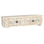 vidaXL Meuble TV Blanc 140x30x35 cm Bois massif de manguier