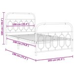 vidaXL Cadre de lit métal sans matelas avec pied de lit noir 100x190cm