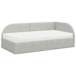 vidaXL Cadre de lit d'angle avec matelas 2 Pièces Gris clair Velours