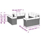 vidaXL Salon de jardin 12 Pièces avec coussins noir résine tressée