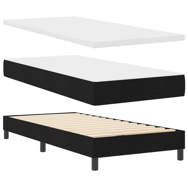 Lit box spring vidaXL avec matelas Noir 90x190 cm Tissu