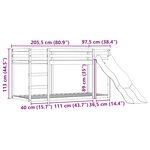 vidaXL Lit superposé sans matelas avec toboggan blanc noir 90x200 cm