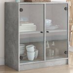 vidaXL Armoire latérale avec portes en verre gris béton 68x37x75 5 cm