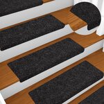 vidaXL Tapis de marches d'escalier 10 Pièces Noir 65x21x4 cm Aiguilleté