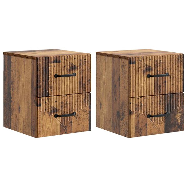 vidaXL Cabinet de chevet mural 2 pc Bois ancien 34 5 x 33 x 40 cm