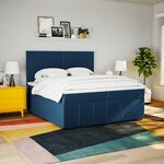vidaXL Sommier à lattes de lit avec matelas Bleu 200x200 cm Tissu