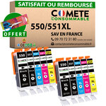 550XL 551XL - 10 cartouches compatibles pour Canon 550 XL 551 XL - COMETE