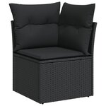 Ensemble de salon de jardin 9 pièces avec coussins Noir Poly Rattan Acacia