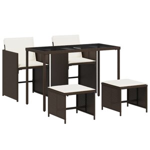 vidaXL Ensemble à manger de jardin 5 Pièces et coussins marron poly rotin