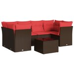 vidaXL Salon de jardin avec coussins 7 Pièces marron résine tressée