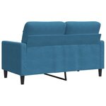 vidaXL Canapé à 2 places Bleu 120 cm Velours