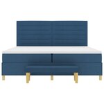 vidaXL Lit à ressort avec matelas et banc bleu 200x200 cm en tissu