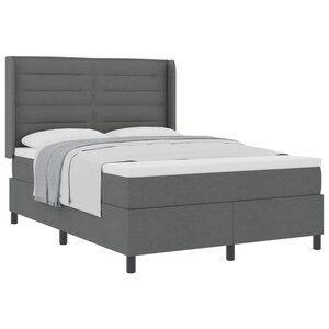 vidaXL Lit à ressorts avec matelas Gris foncé 140 x 200 cm tissu