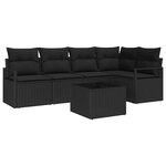 vidaXL Ensemble de canapé de jardin avec coussin 6 Pièces Noir polyrotin