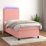 vidaXL Sommier à lattes de lit et matelas et LED Rose 80x200cm Velours
