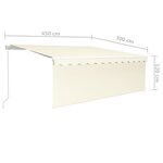 vidaXL Auvent manuel rétractable avec store et LED 4 5x3 m Crème