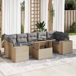 vidaXL Salon de jardin avec coussins 8 Pièces beige résine tressée