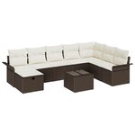 vidaXL Ensemble de canapé de jardin 9 Pièces Marron Poly rotin